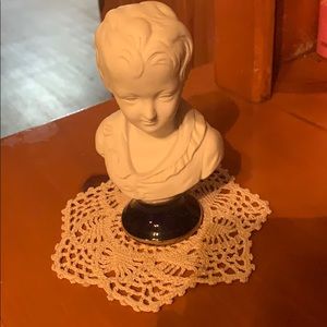 PORCELAIN BISQUE BUSTS OF A GIRL COBALT BLUE BASE